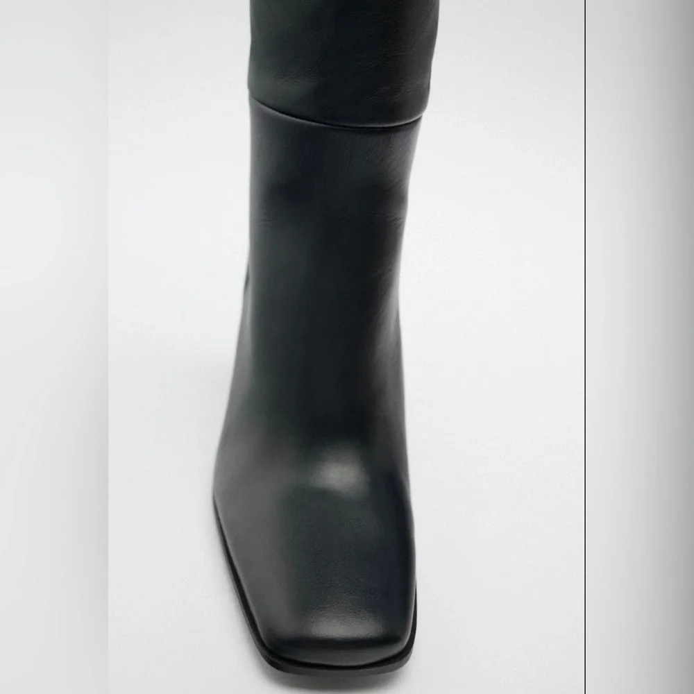Zara heeled boots leather black - Picture 5 of 8